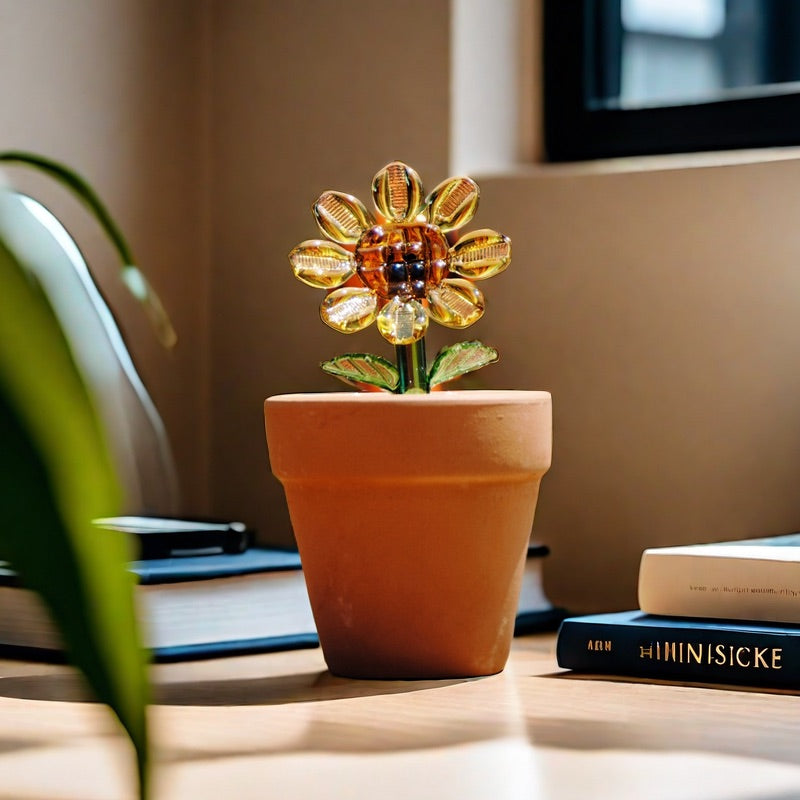 Transparent Handcrafted Glass Sunflower