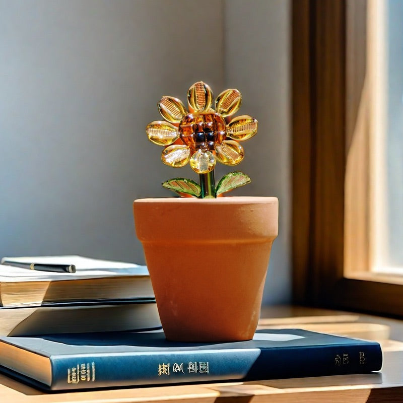 Transparent Handcrafted Glass Sunflower