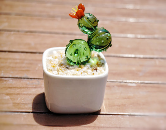 Transparent Handcrafted Glass Cactus