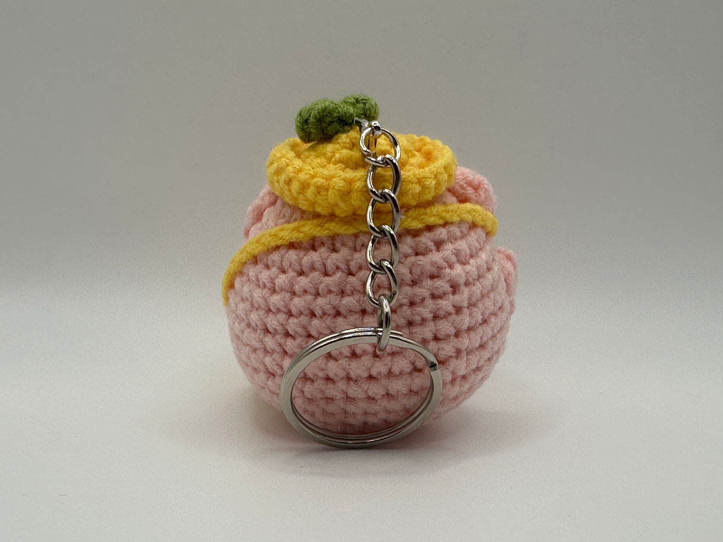 Handmade Crochet Pink Pig Keychain