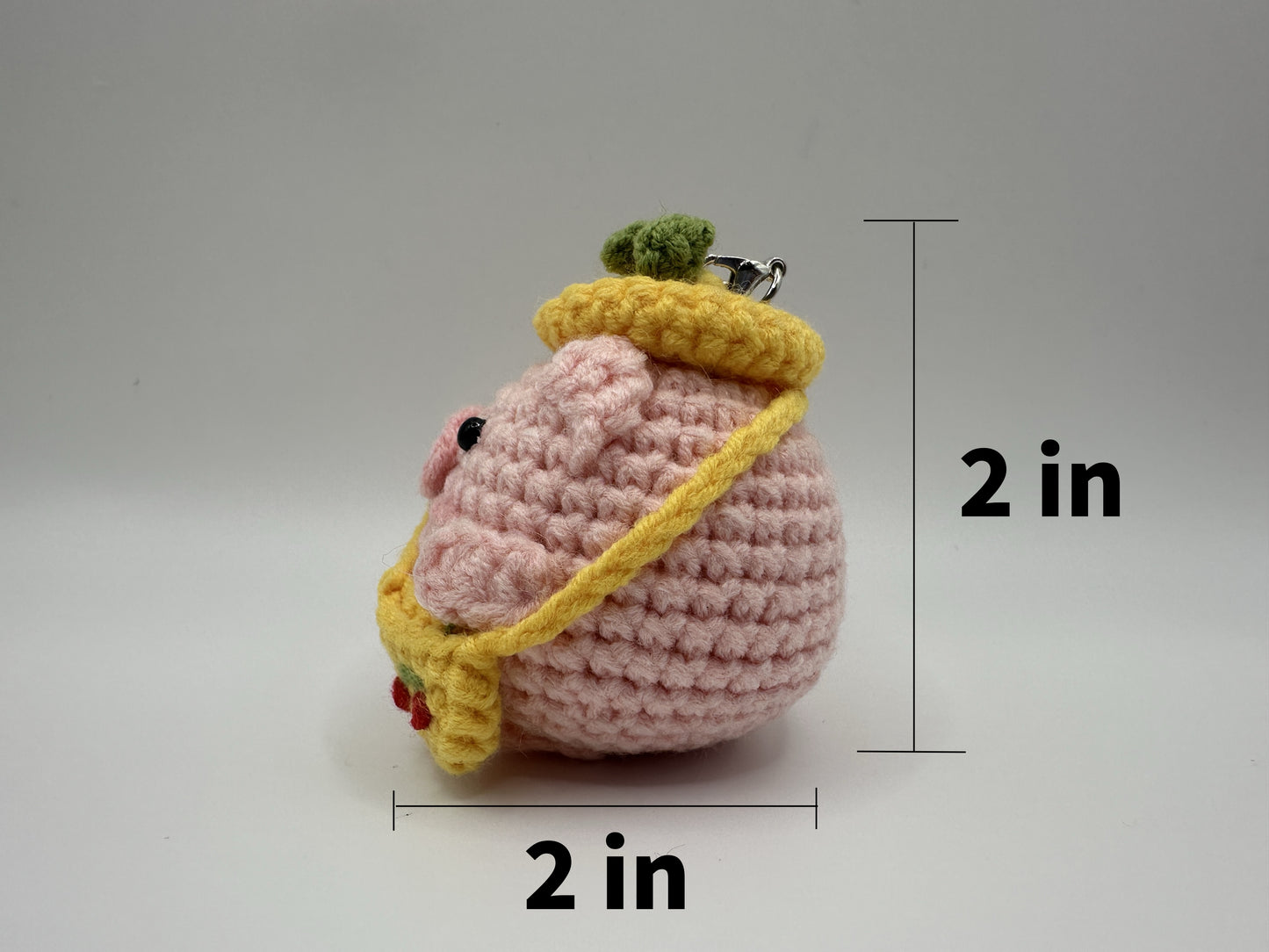 Handmade Crochet Pink Pig Keychain