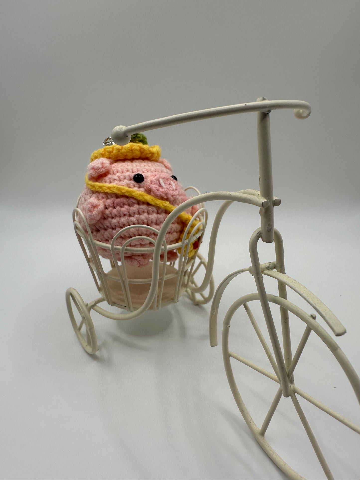 Handmade Crochet Pink Pig Keychain