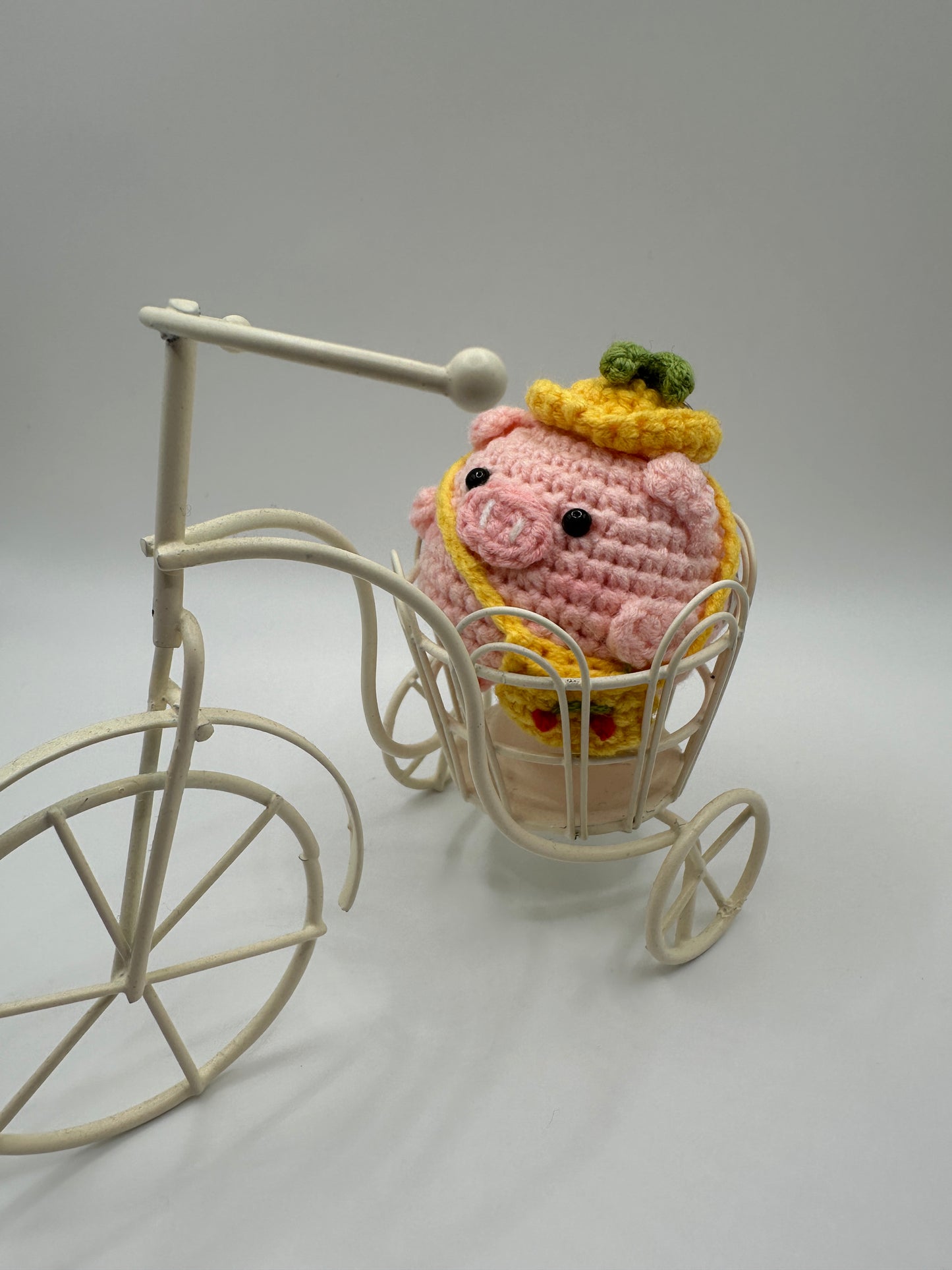 Handmade Crochet Pink Pig Keychain