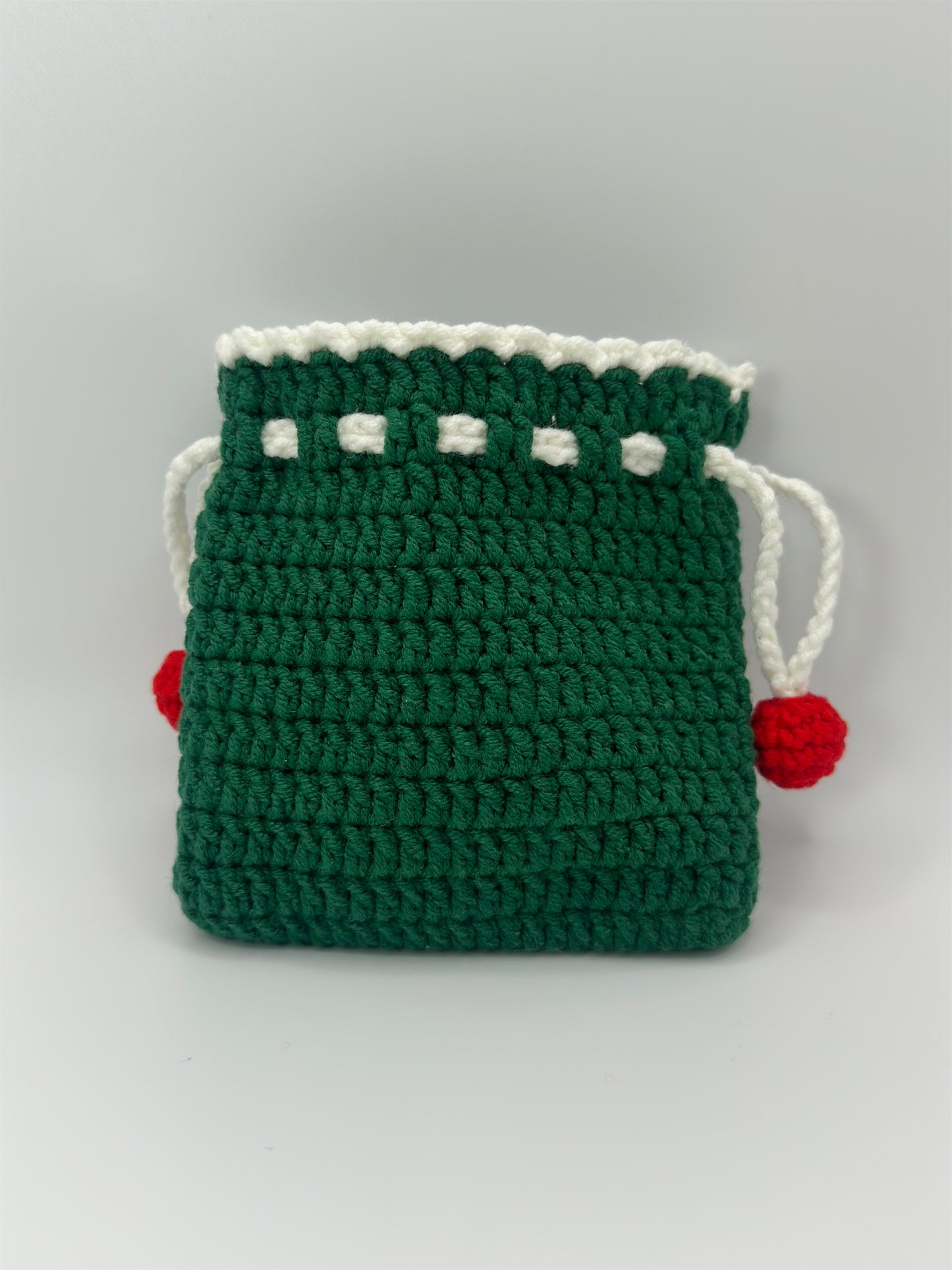 Handmade Crochet Santa Claus Drawstring Bag