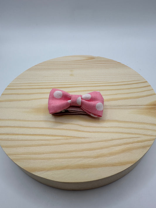 Handmade Pink Dot Bow Stainless Steel Alligator Hair Clip