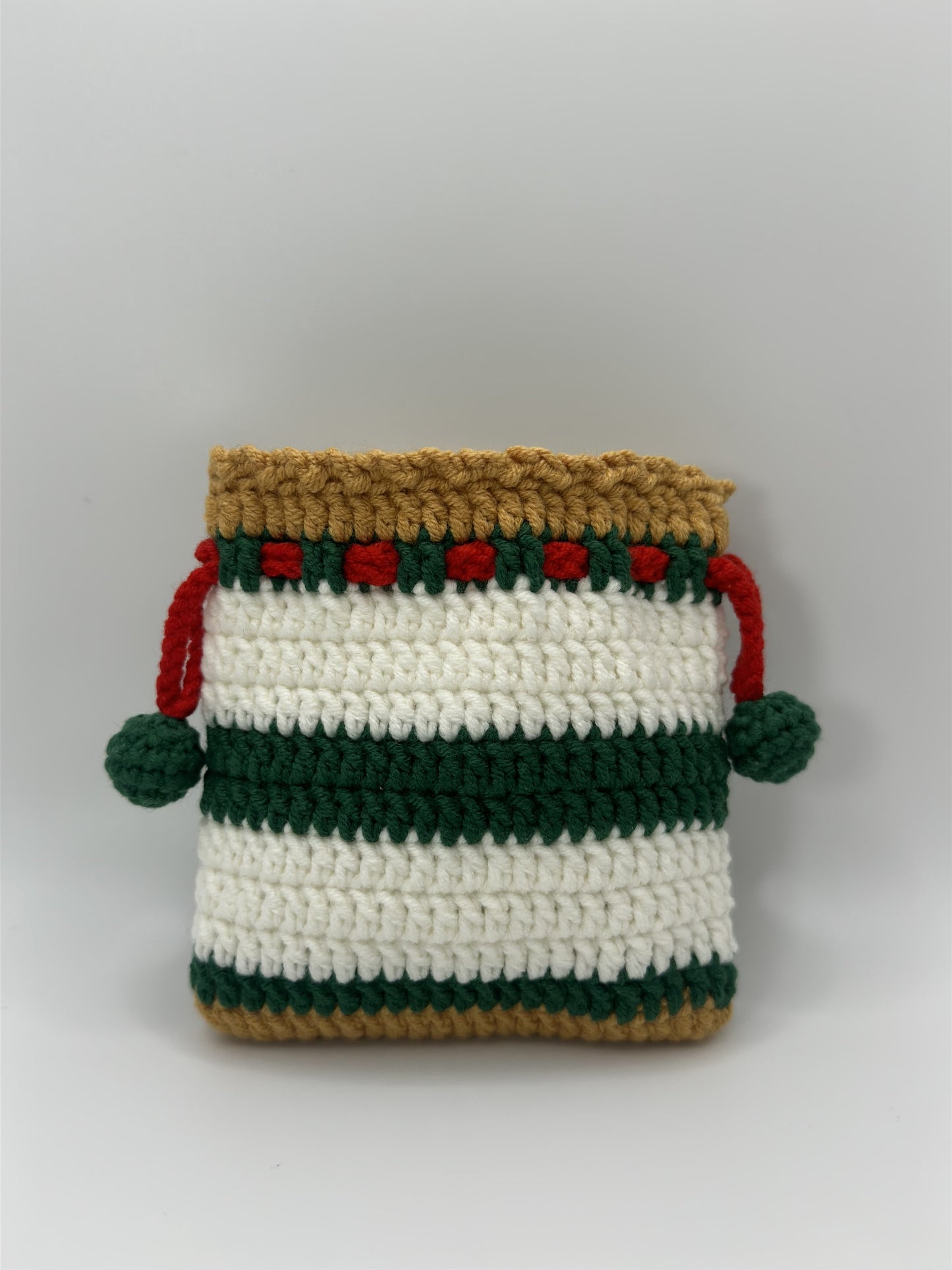 Handmade Crochet Reindeer Drawstring Bag